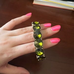 Vintage green stone gold accent bracelet
